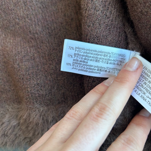 Zara Brown Faux Fur Cardigan with Gold Floral Accents - Picture 4 of 8